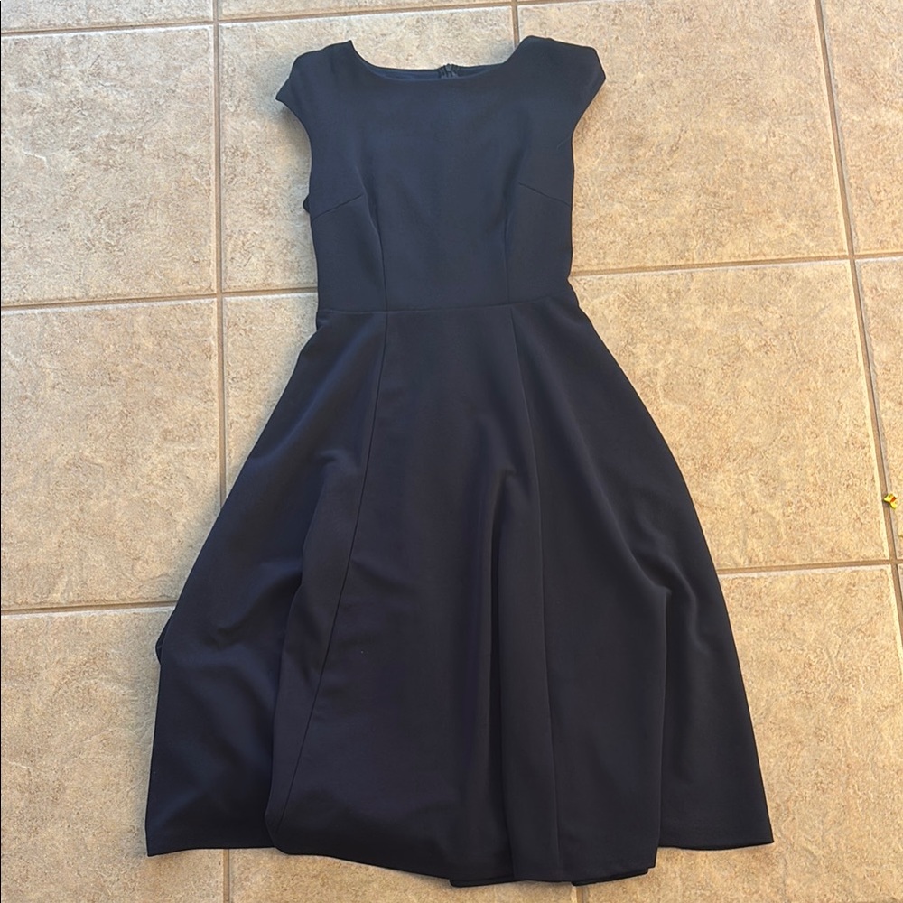 Elegant Navy Cap Sleeve Dress